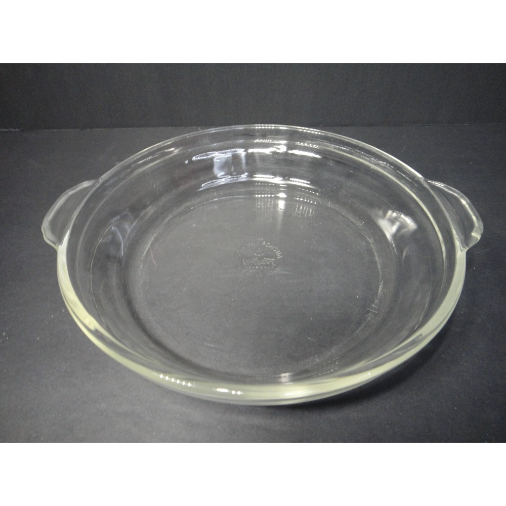 Anchor Hocking 461 Fire-King Clear Glass 9" Pie Plate Baking Dish w/ Handles VTG